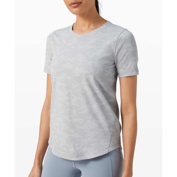6995 Lululemon Long Distance Short Sleeve Incognito Camo sz 12 - Picture 1 of 8